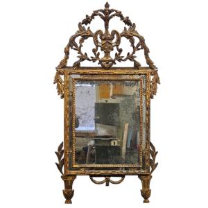 Imposant miroir Louis XVI en bois doré – XVIIIe siècle