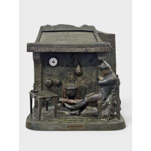 Bronze de Napoléon avec horloge intégrée, France, fin du XIXe siècle