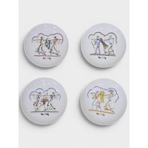 Élégante série de 4 assiettes Richard Ginori – Gio Ponti « Les Quatre Saisons »