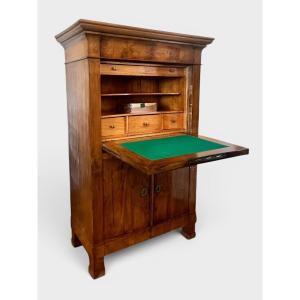 Piedmontese Secretary Desk In Veneered Walnut – Biella Region, 19th Century