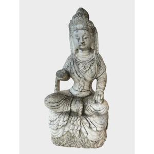 Sculpture en marbre blanc représentant Guanyin – Première moitié du XXe siècle