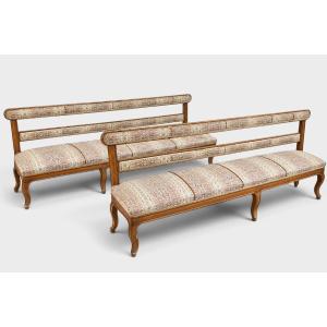 Pair Of Piedmontese Walnut Benches – Mid-19th Century