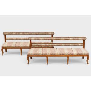 Pair Of Piedmontese Walnut Benches – Mid-19th Century