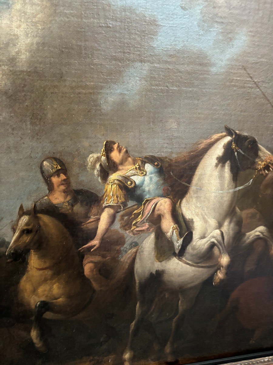Peinture. Le Début Du 18ème Siècle. Scene de bataille.-photo-2
