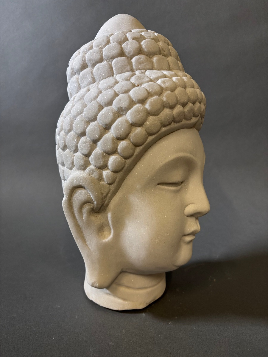 Bouddha. En marbre, XXe siècle.-photo-4