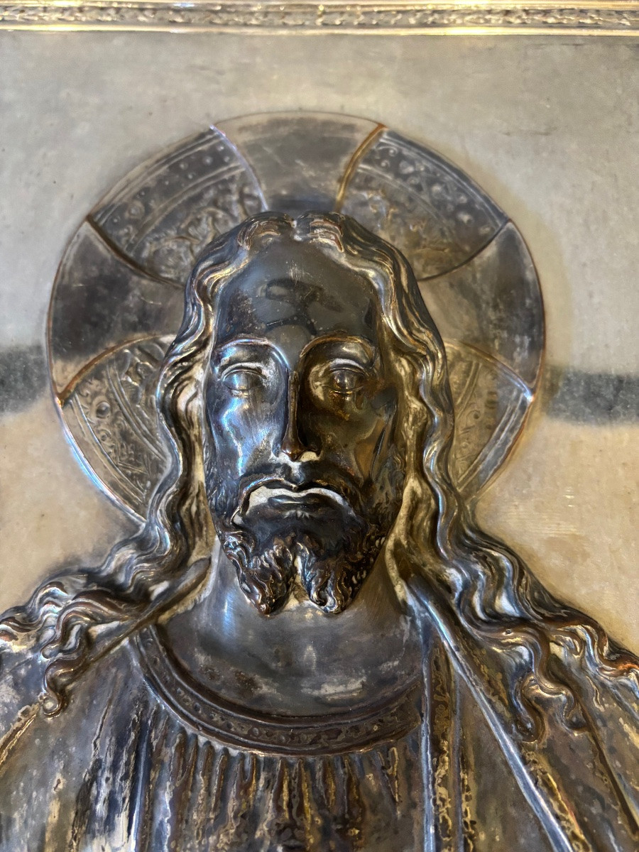 Christ XIXe siècle. Plaqué argent.-photo-2