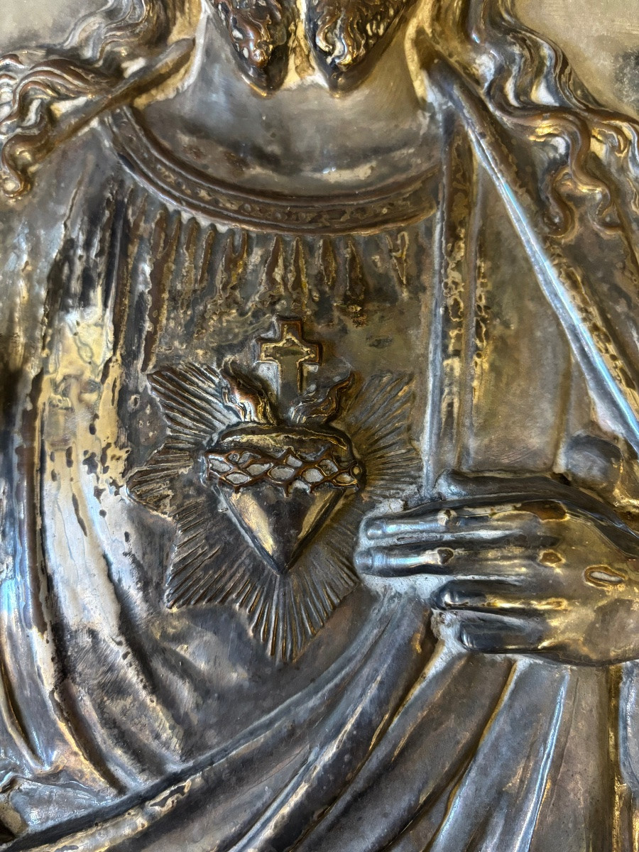 Christ XIXe siècle. Plaqué argent.-photo-3