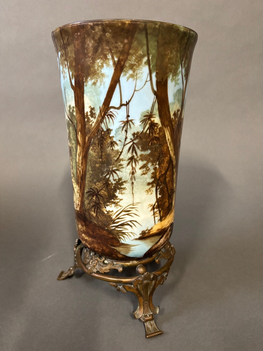 19th Century Vase. Painting On Porcelain.-photo-4