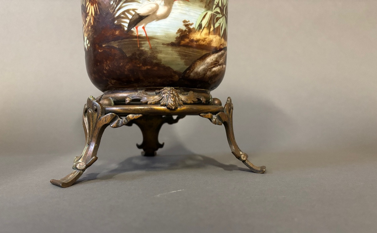 19th Century Vase. Painting On Porcelain.-photo-2