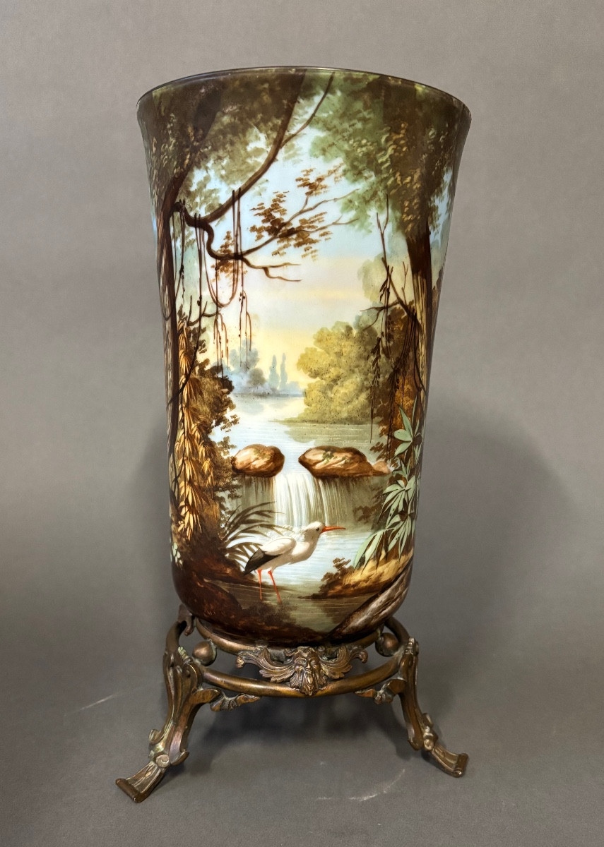19th Century Vase. Painting On Porcelain.