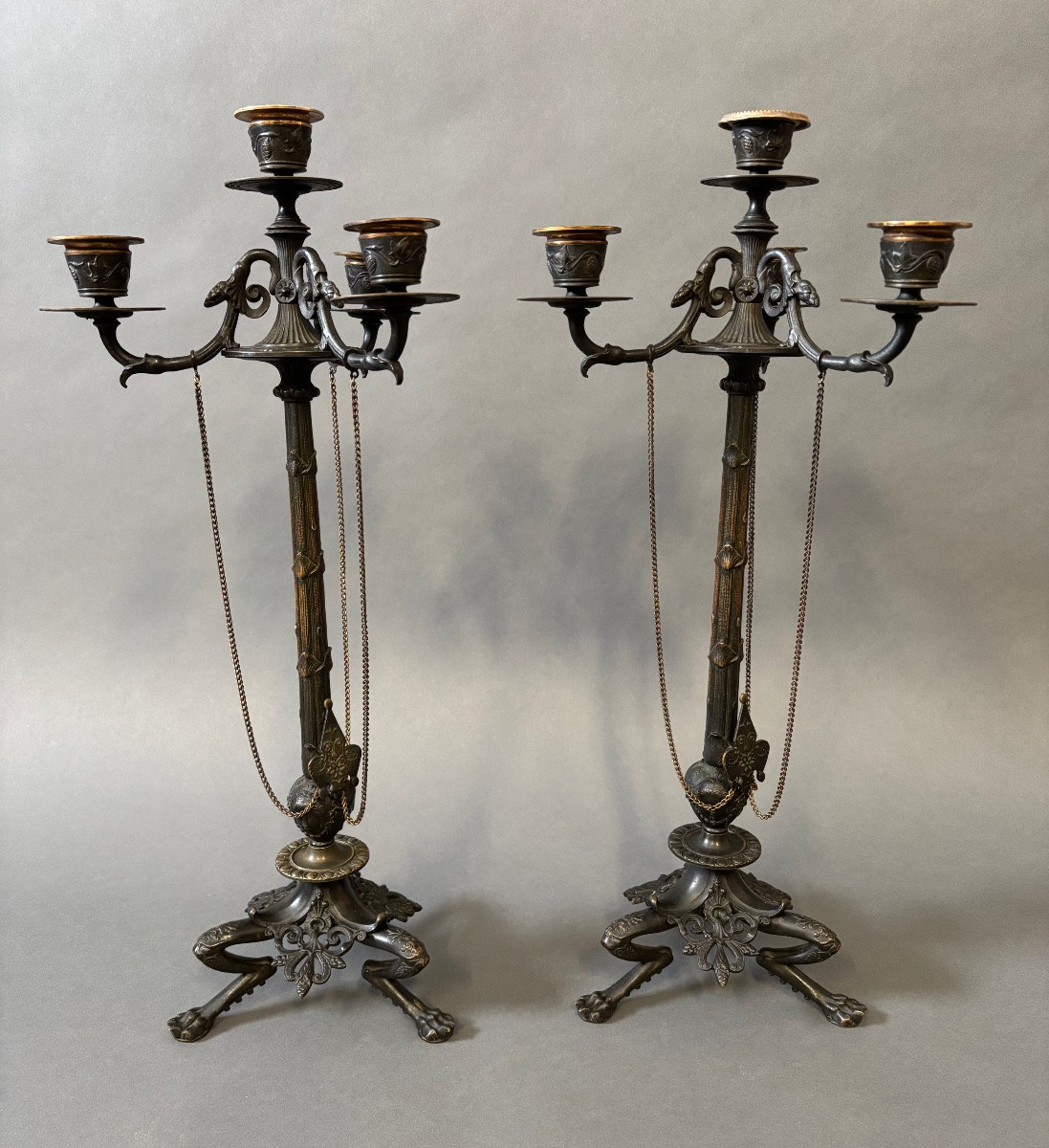 Pair Of Bronze Candlesticks-photo-2