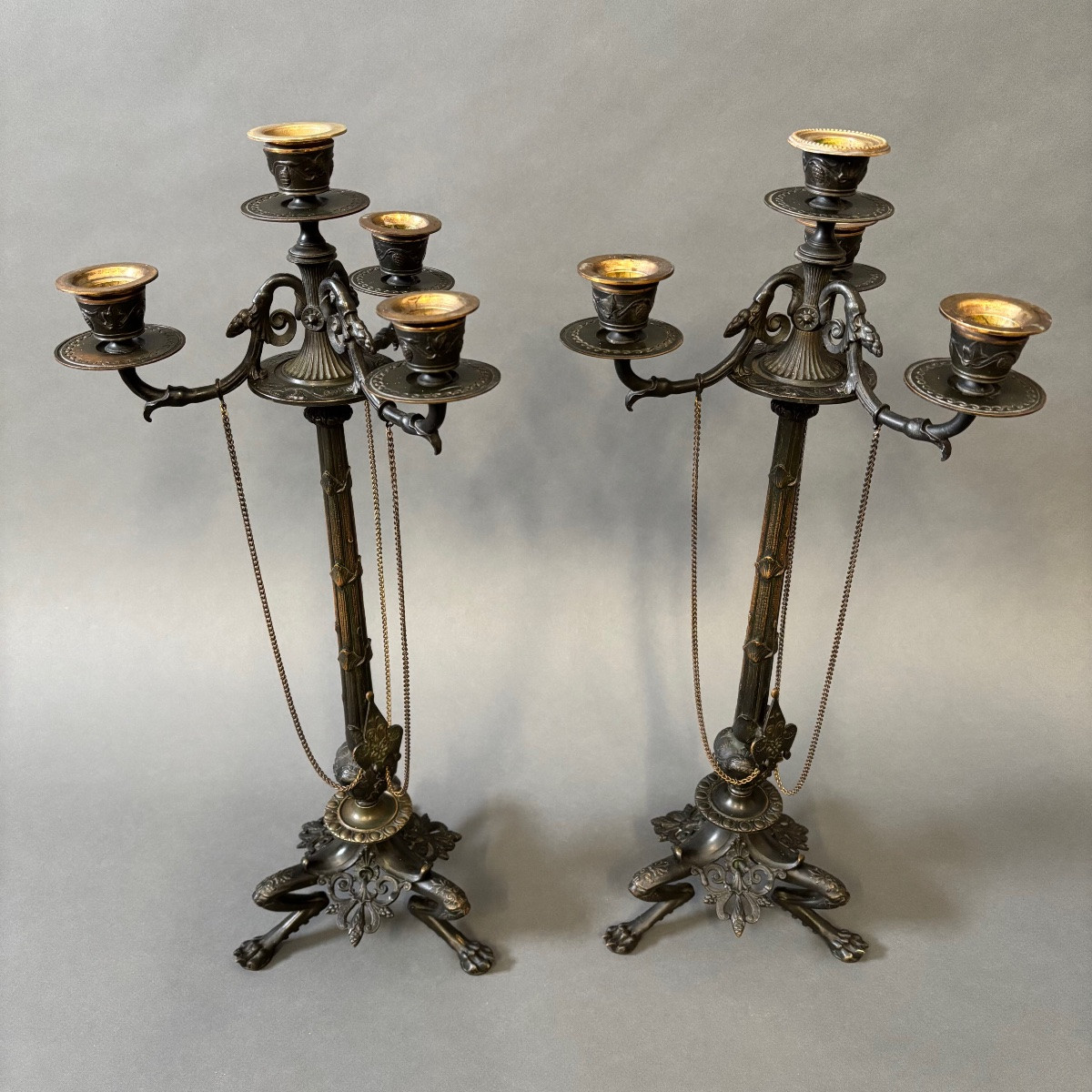 Pair Of Bronze Candlesticks-photo-3