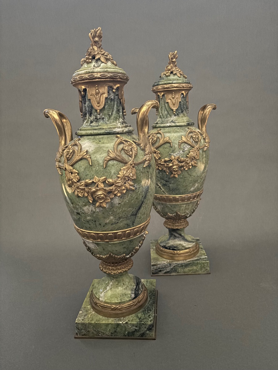 Vases. Marble, Bronze. 19th Century.-photo-2