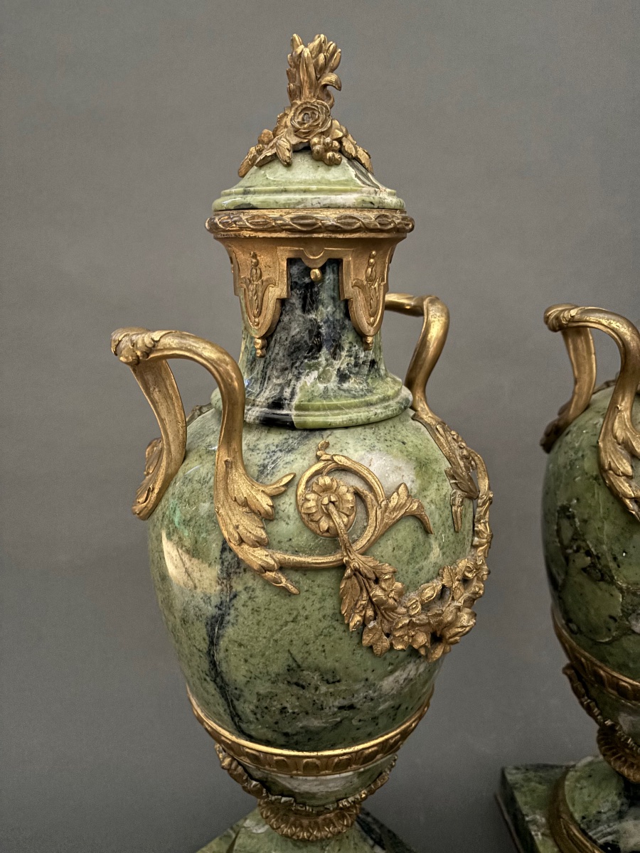 Vases. Marble, Bronze. 19th Century.-photo-1