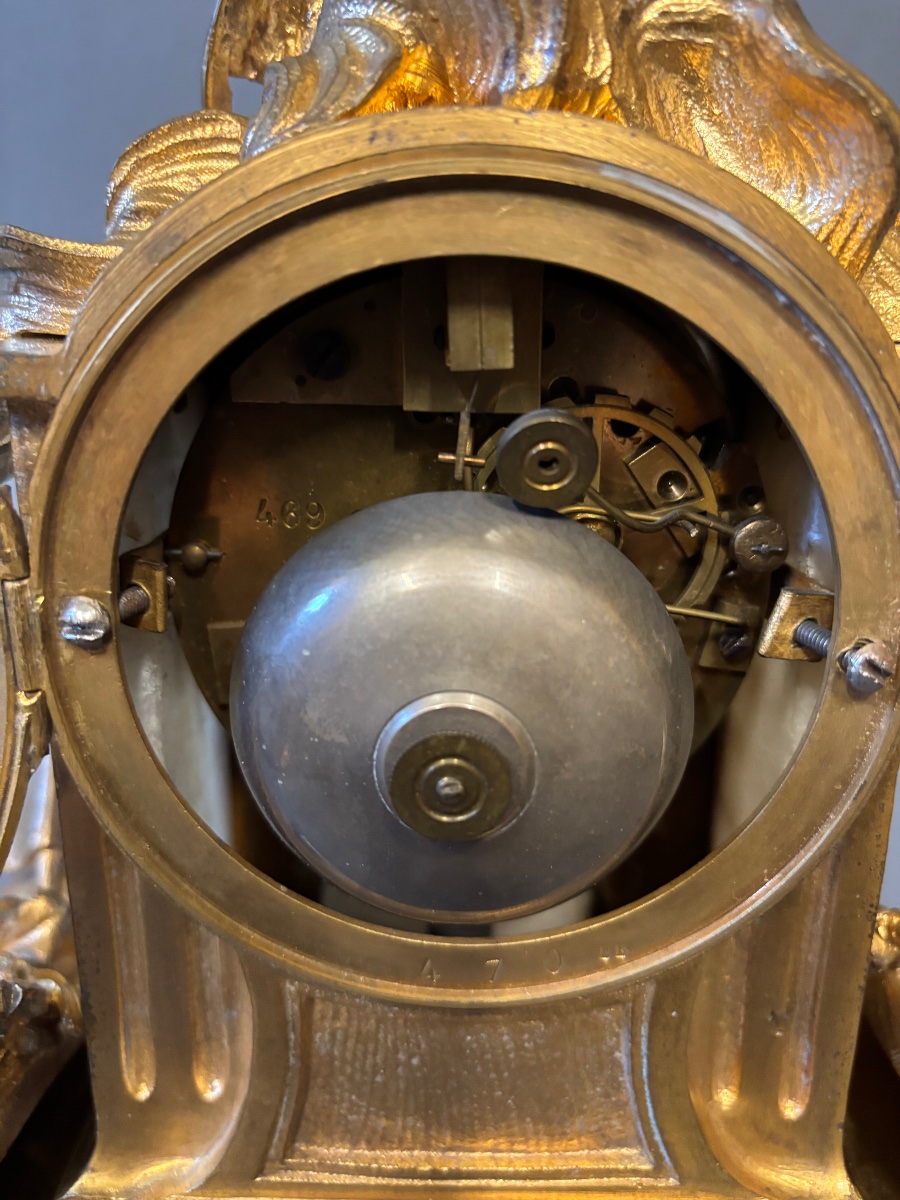 Clock. Gilded Bronze. 19th Century.-photo-6