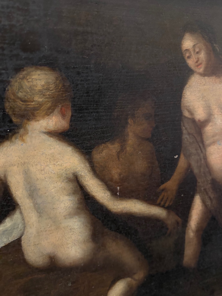Painting On Wood. 18th Century.-photo-2
