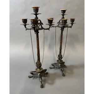 Pair Of Bronze Candlesticks