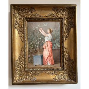 L. Devaux. Porcelain Painting. 19th Century.