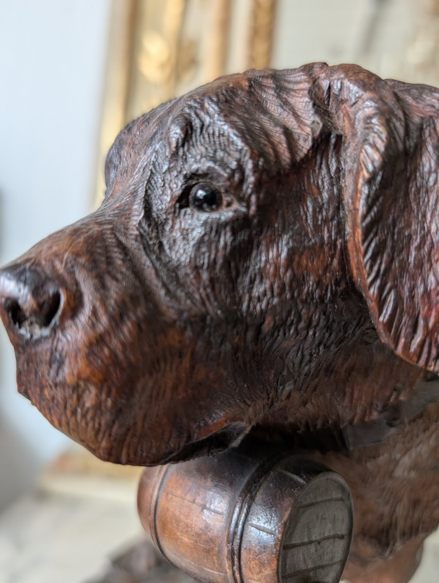 Sculpture Forêt-Noire – Chien Saint-Bernard avec tonnelet, Première moitié du XXe siècle-photo-2