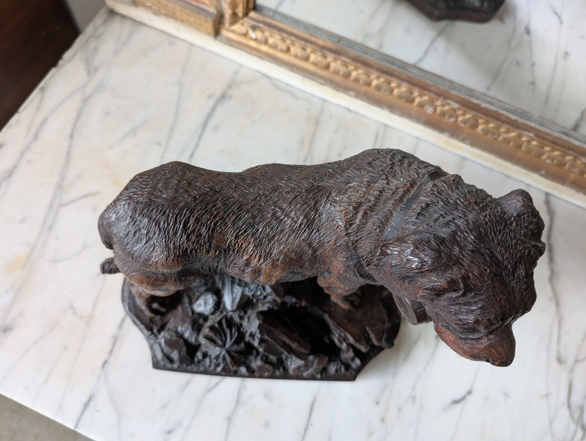 Sculpture Forêt-Noire – Chien Saint-Bernard avec tonnelet, Première moitié du XXe siècle-photo-3