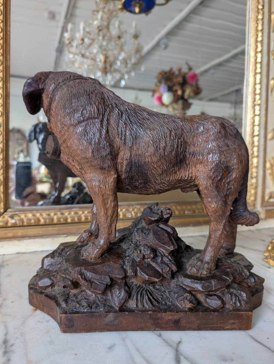 Sculpture Forêt-Noire – Chien Saint-Bernard avec tonnelet, Première moitié du XXe siècle-photo-5