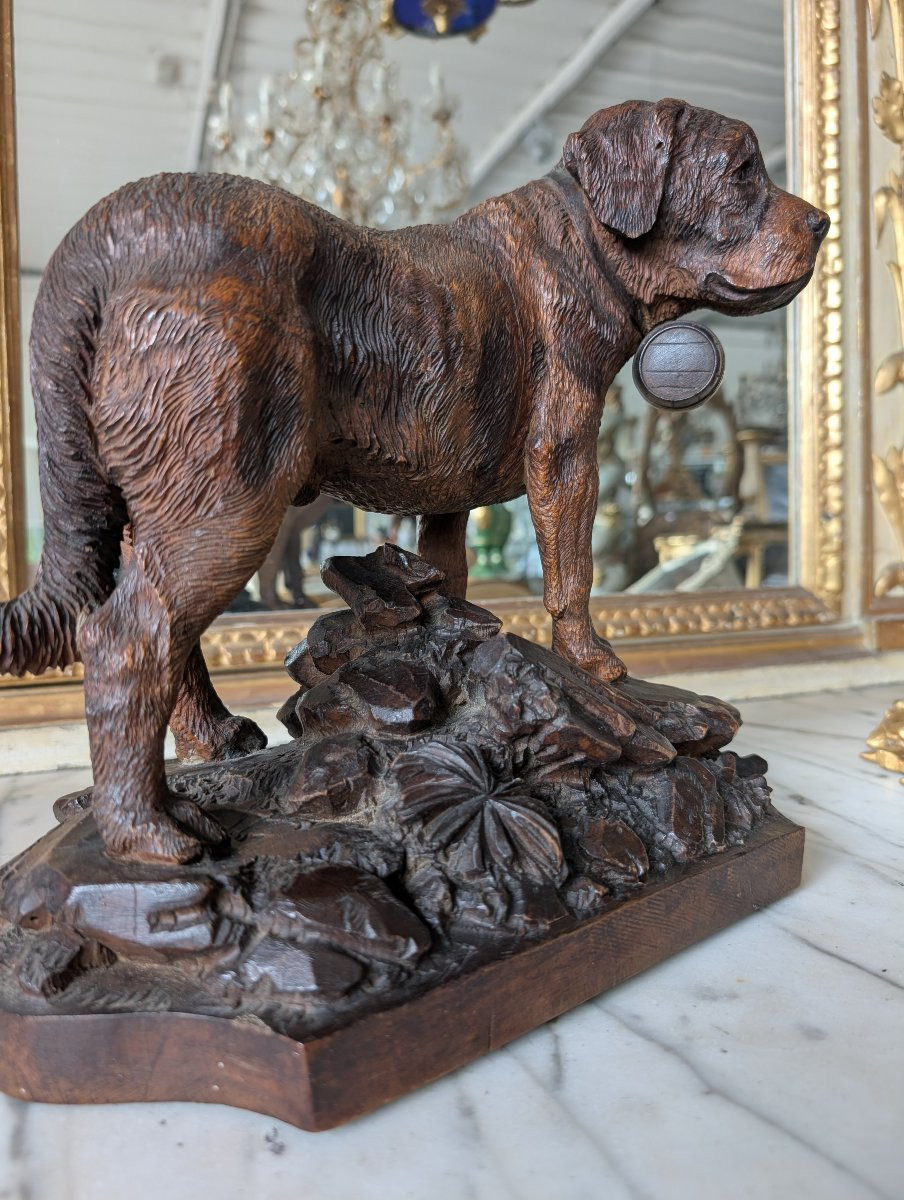 Sculpture Forêt-Noire – Chien Saint-Bernard avec tonnelet, Première moitié du XXe siècle-photo-6