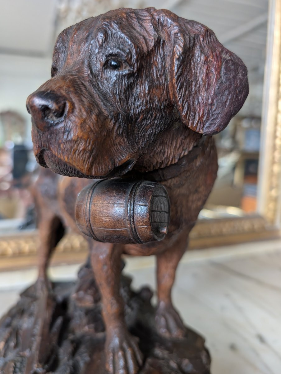 Sculpture Forêt-Noire – Chien Saint-Bernard avec tonnelet, Première moitié du XXe siècle-photo-7