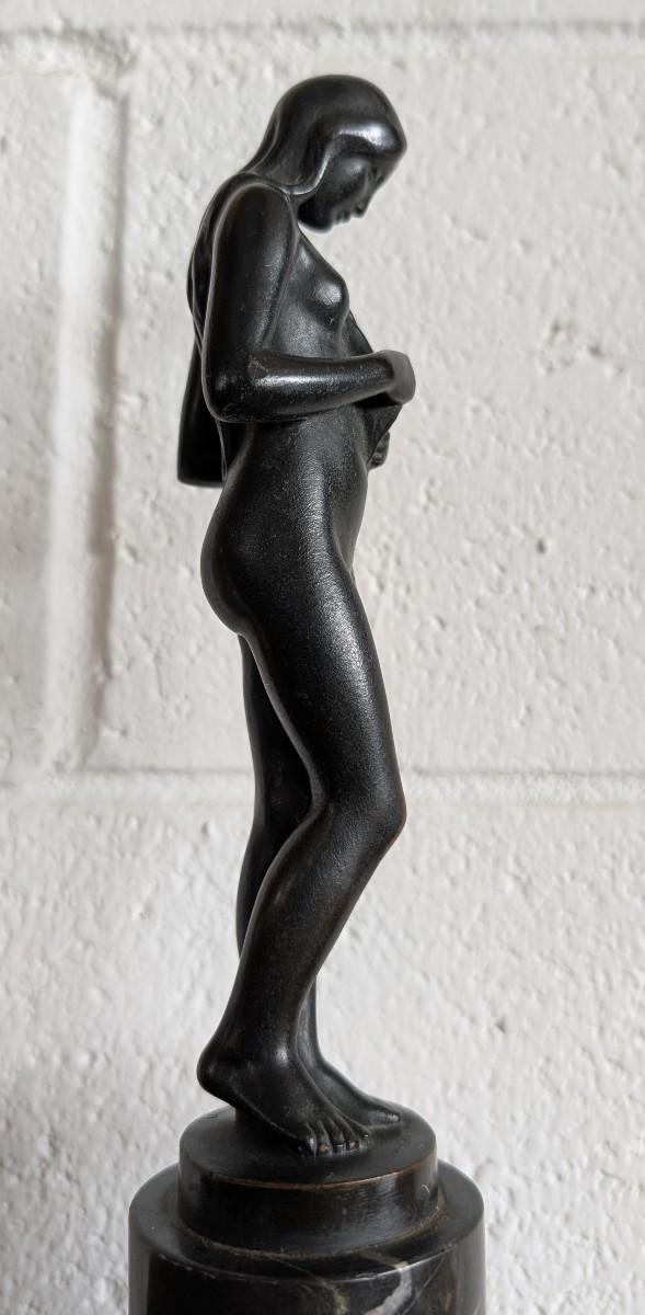 Bronze Sculpture By Hans Herry Liebmann (1876-1941) With Marble Base-photo-3