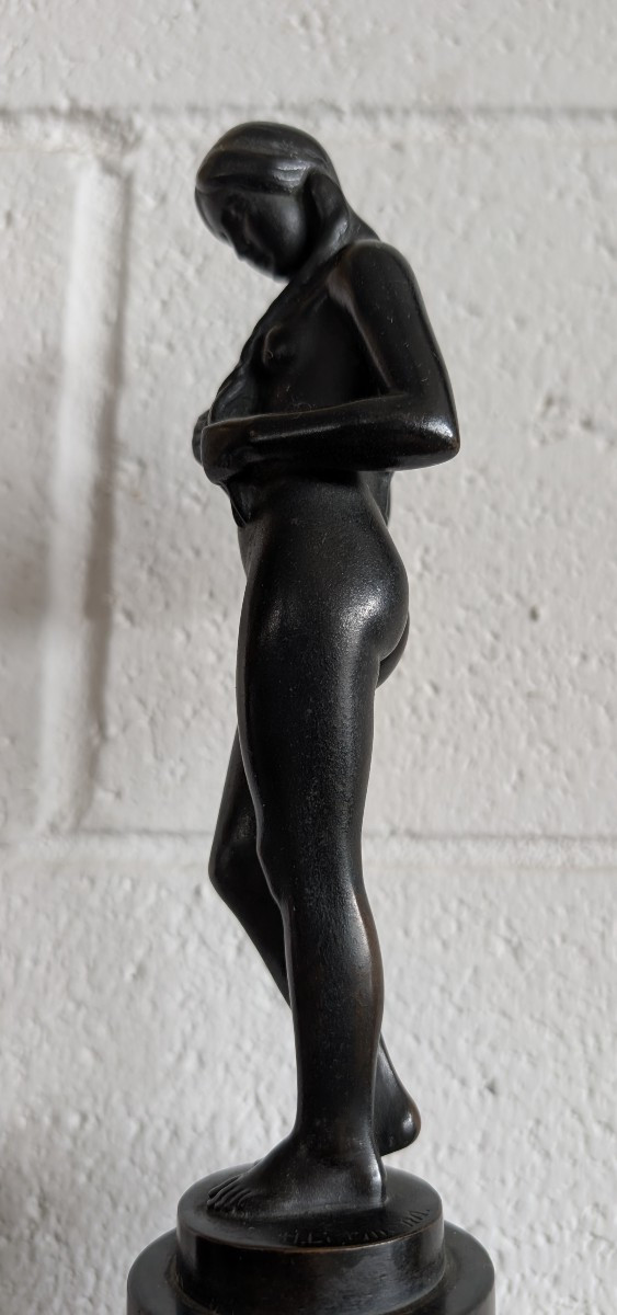 Bronze Sculpture By Hans Herry Liebmann (1876-1941) With Marble Base-photo-1