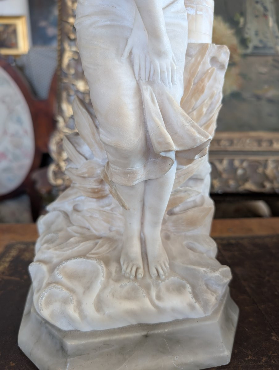Lampe-sculpture en albâtre, manufacture toscane, début du XXe siècle-photo-2