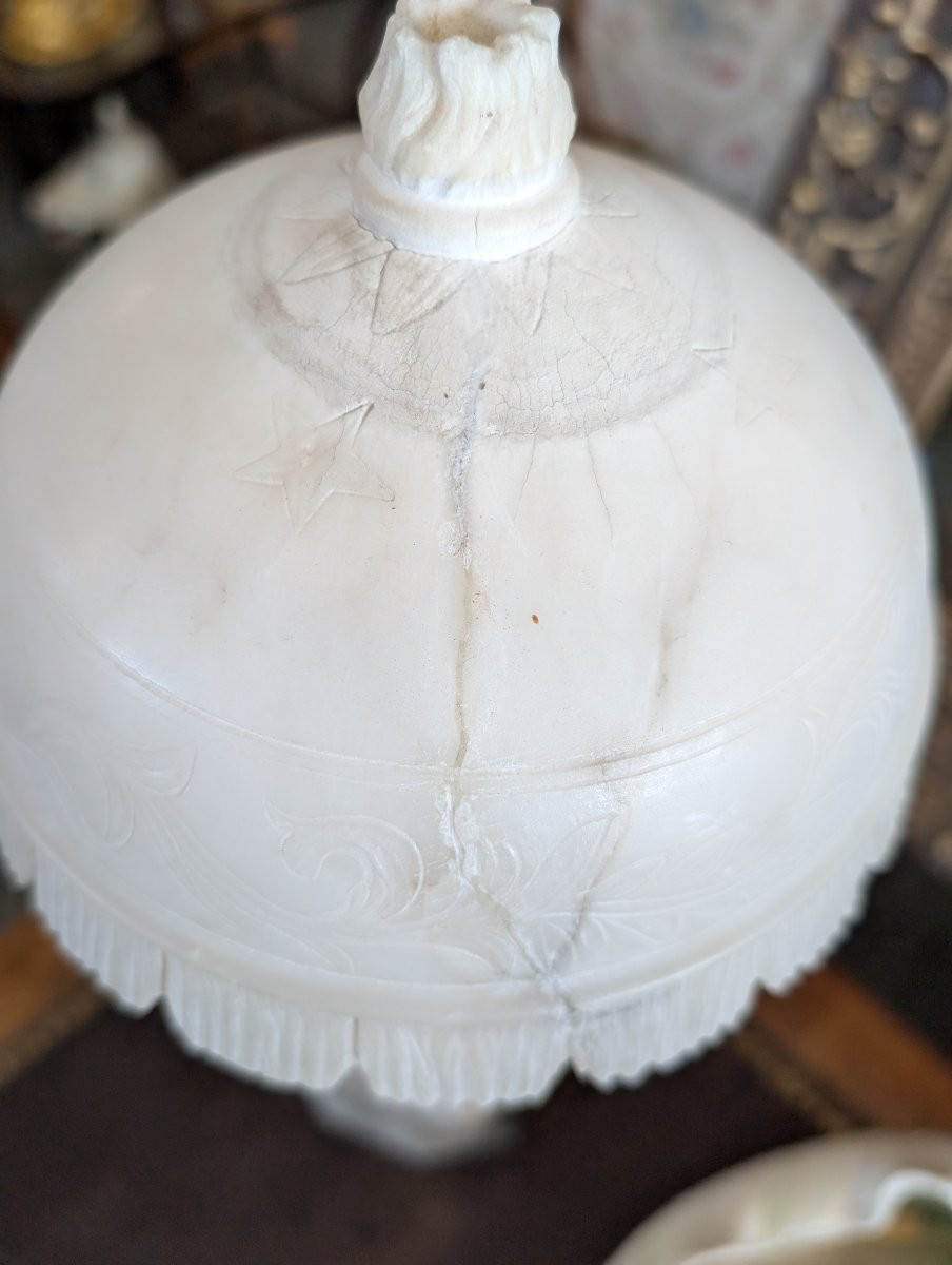 Lampe-sculpture en albâtre, manufacture toscane, début du XXe siècle-photo-5