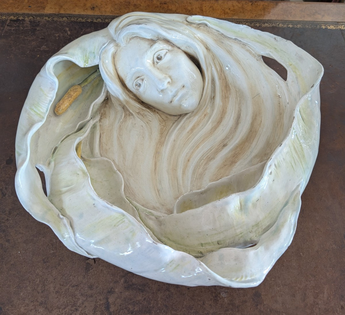 Large Art Nouveau Centerpiece / Wall Plate In Glazed Ceramic – Quaglino Poggi Manufacture, Albi