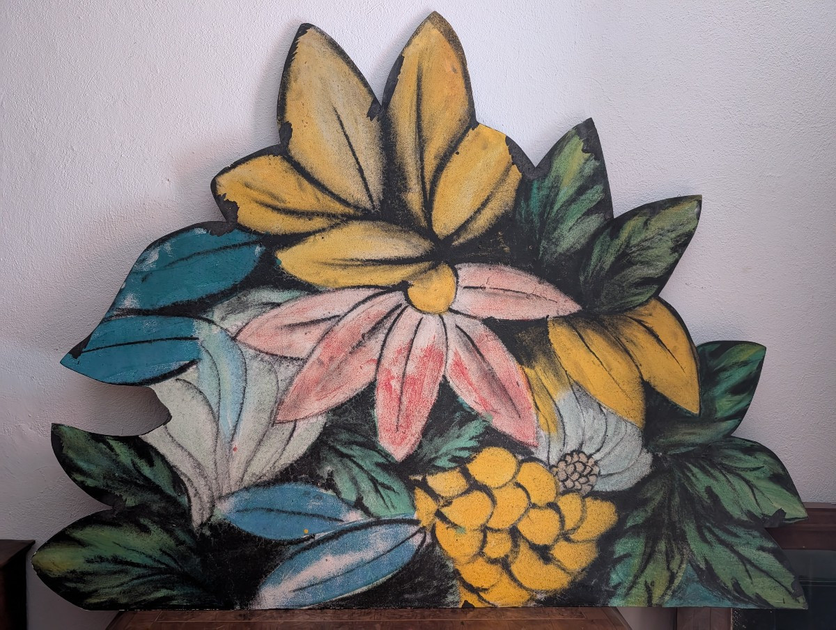 Decorative Floral Panel – Liguria, 20th Century – Luzzati Atmosphere