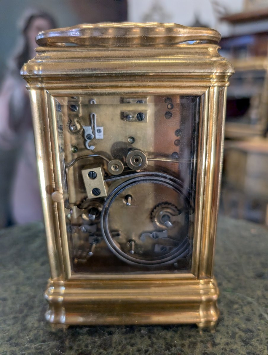 Gilt Bronze Carriage Clock – Anchor Escapement, Quarter Striking, Alarm And Calendar-photo-3
