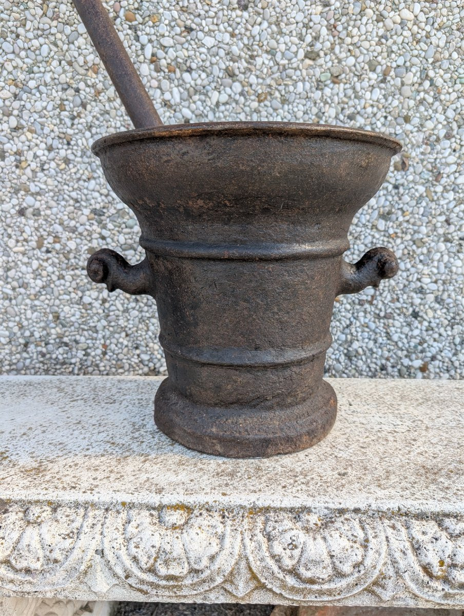 Cast Iron Mortar - Second Half Of The 19th Century-photo-3
