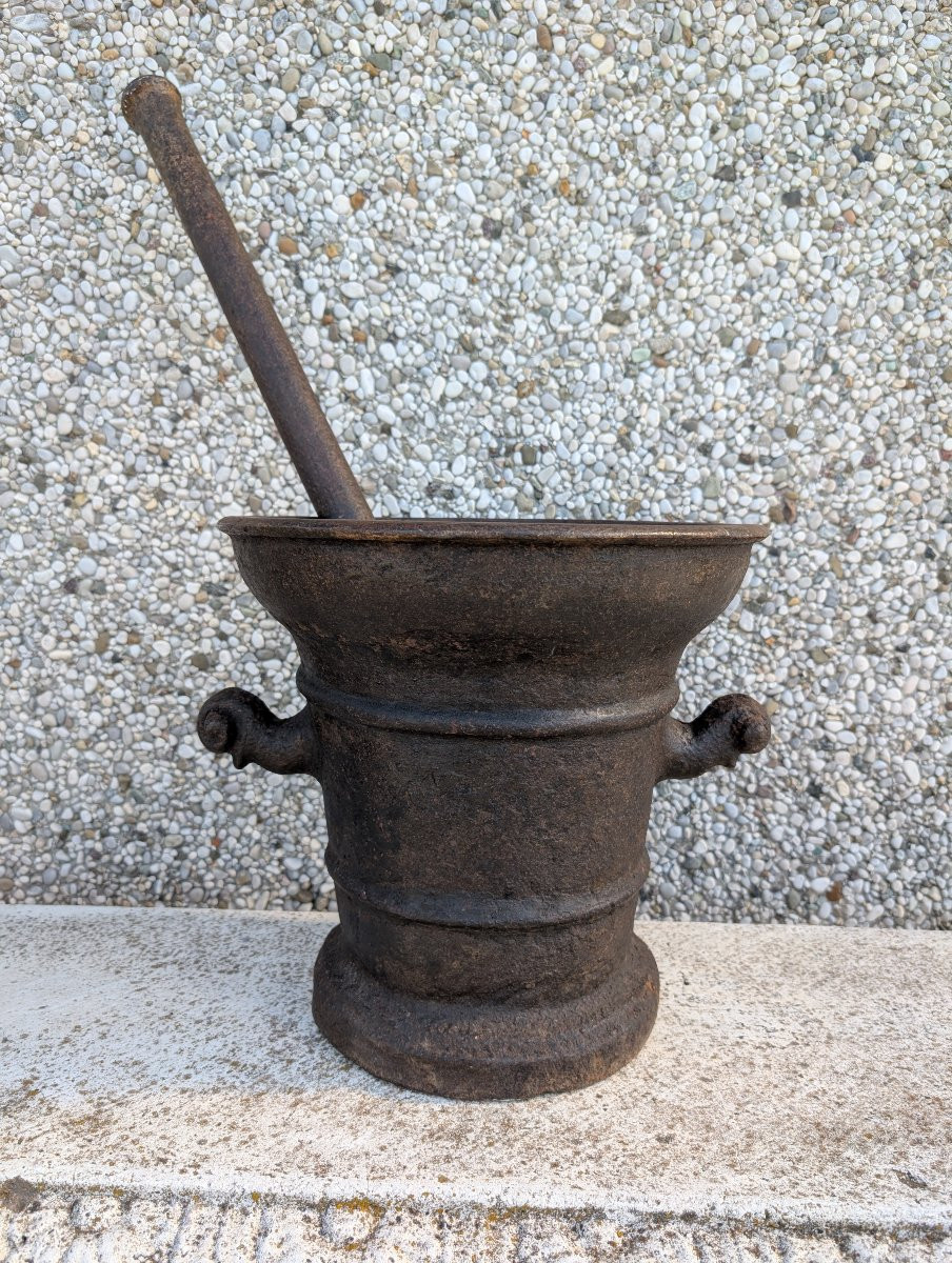 Cast Iron Mortar - Second Half Of The 19th Century-photo-4