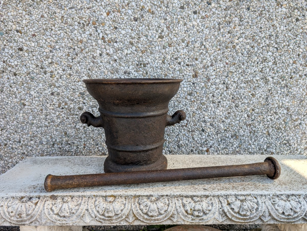 Cast Iron Mortar - Second Half Of The 19th Century-photo-5