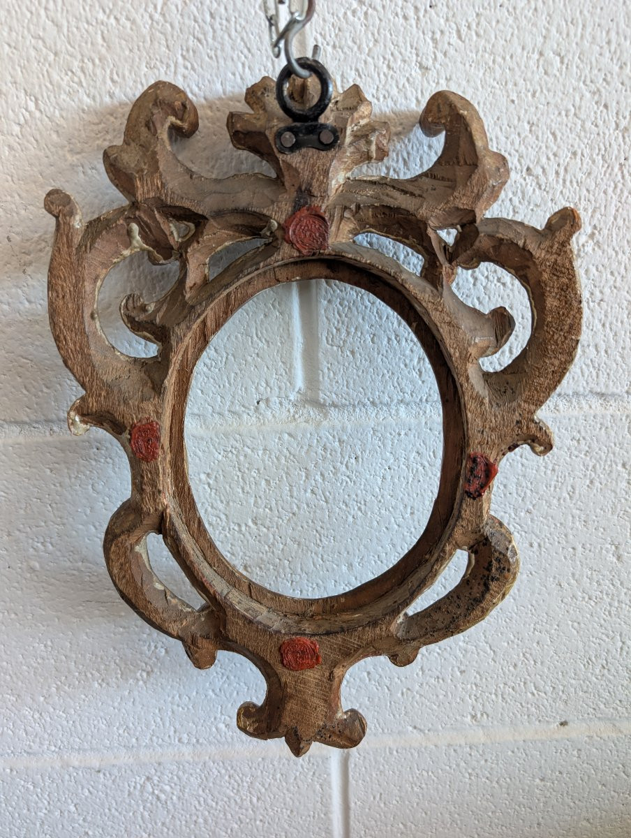 Fiorentine Oval Carved And Gilded Wooden Frame – Late 17th Century-photo-2