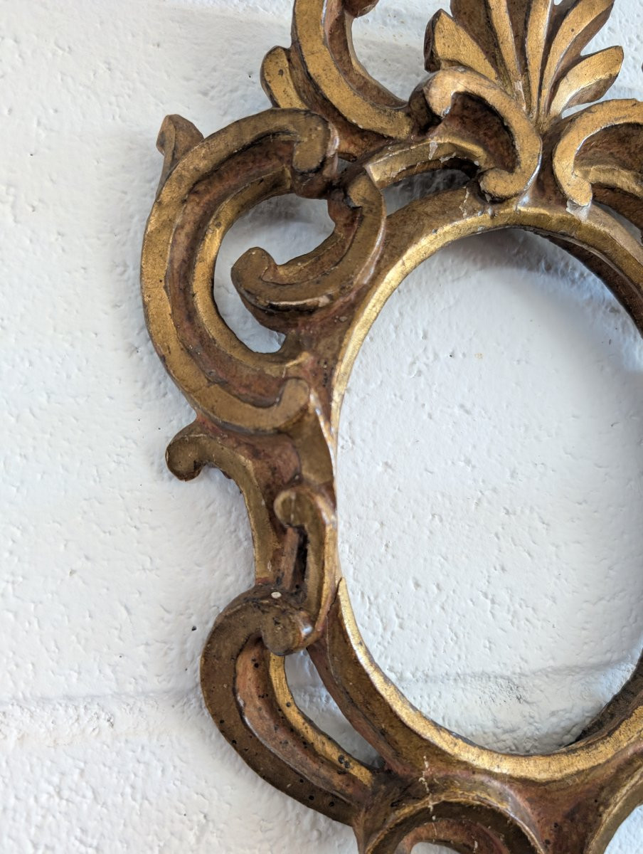 Fiorentine Oval Carved And Gilded Wooden Frame – Late 17th Century-photo-6