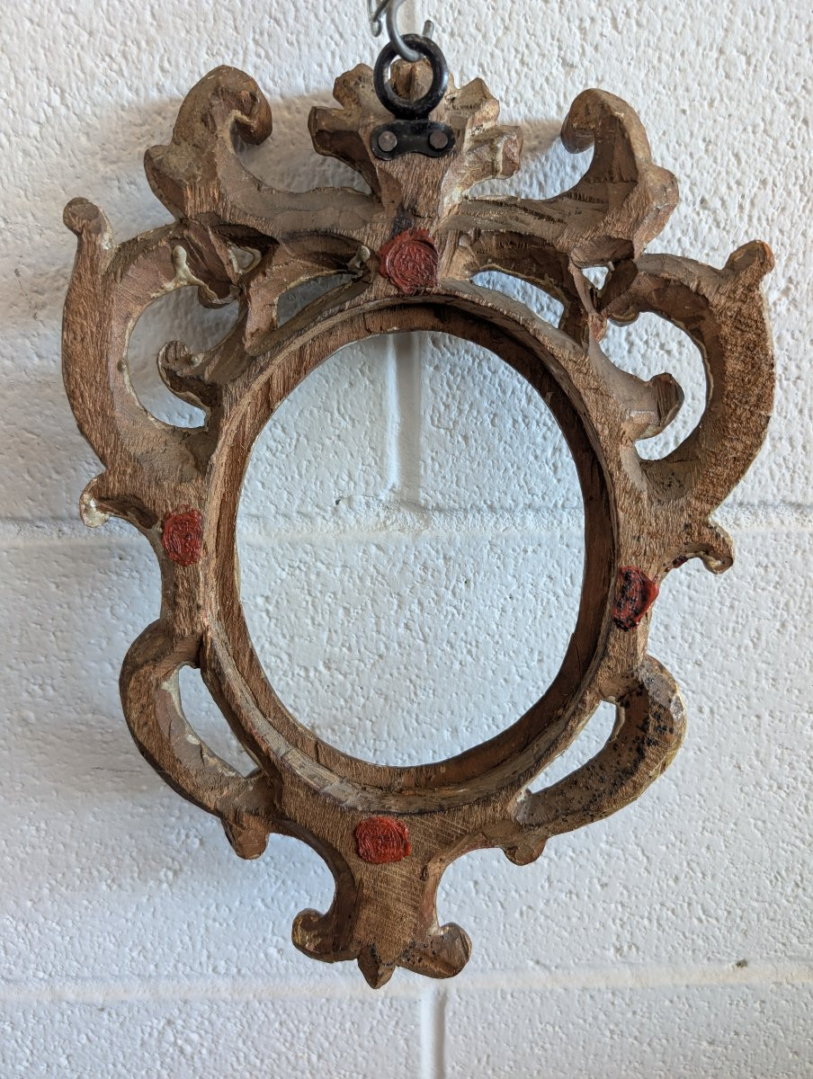 Fiorentine Oval Carved And Gilded Wooden Frame – Late 17th Century-photo-7