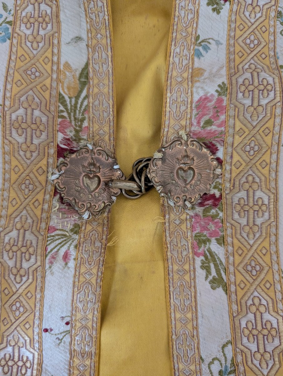 Ecclesiastical Chasuble Cloak In Floral Brocade – Early 20th Century-photo-4