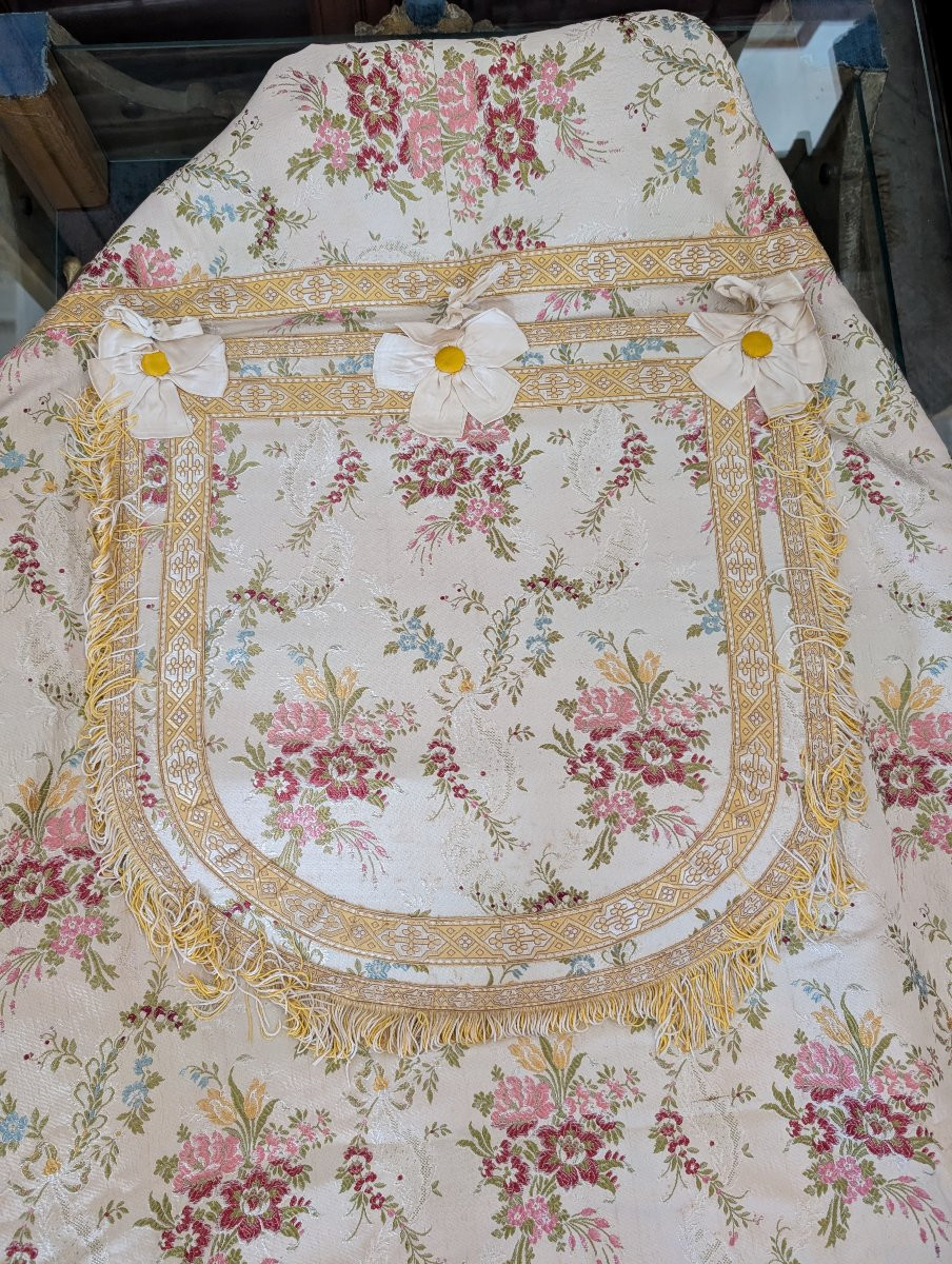 Ecclesiastical Chasuble Cloak In Floral Brocade – Early 20th Century-photo-6