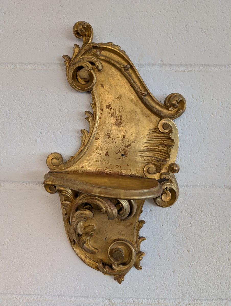 Genoese Carved And Gilt Wood Wall Bracket Genoa, Late 19th Century-photo-1