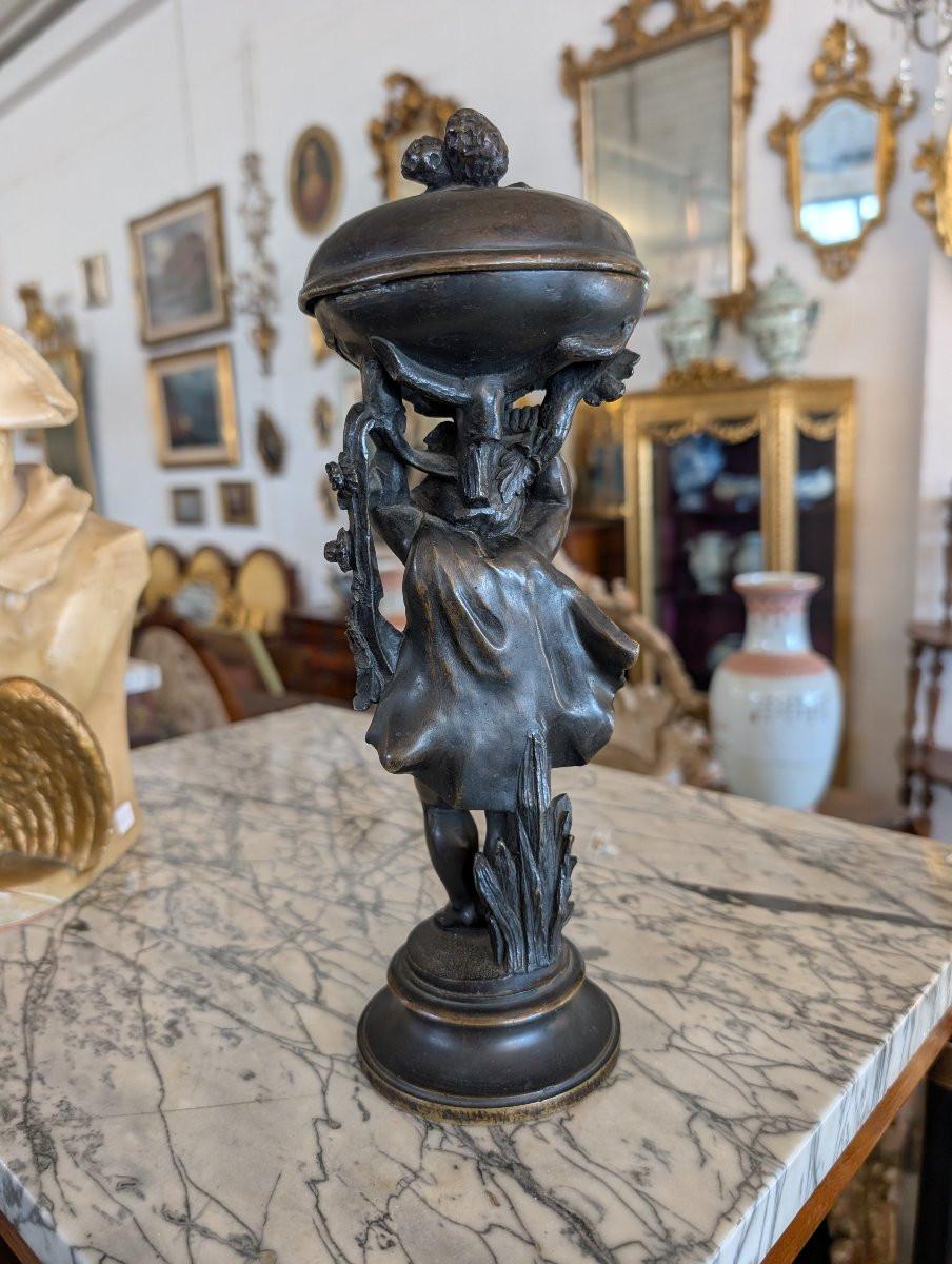 Bronze Sculpture With Container – Late 19th Century-photo-4