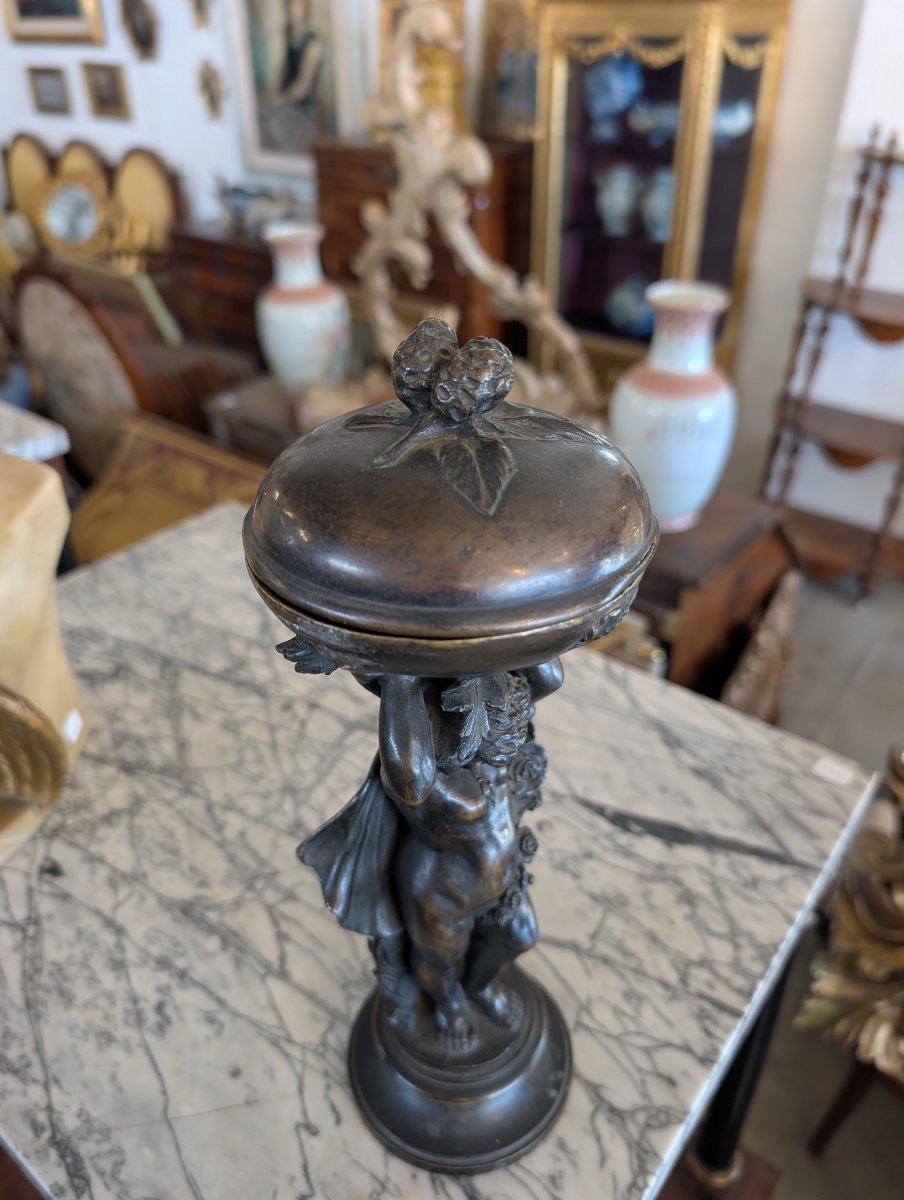 Bronze Sculpture With Container – Late 19th Century-photo-6