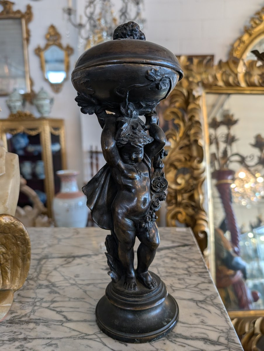 Bronze Sculpture With Container – Late 19th Century-photo-8