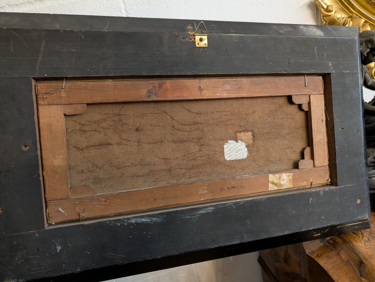 Marine avec embarcations et personnages sur le rivage-photo-1