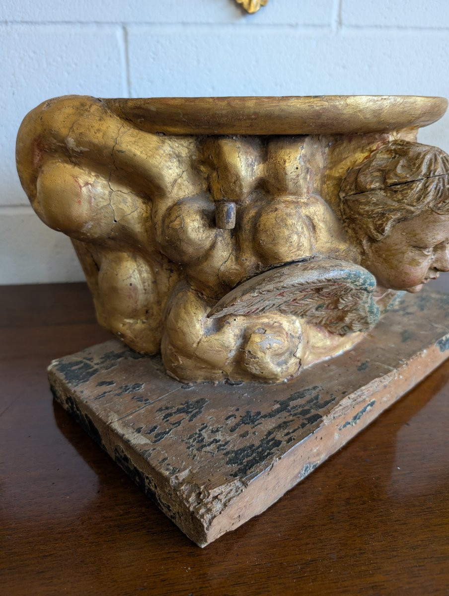 Carved And Gilt Wooden Base, 17th Century-photo-6