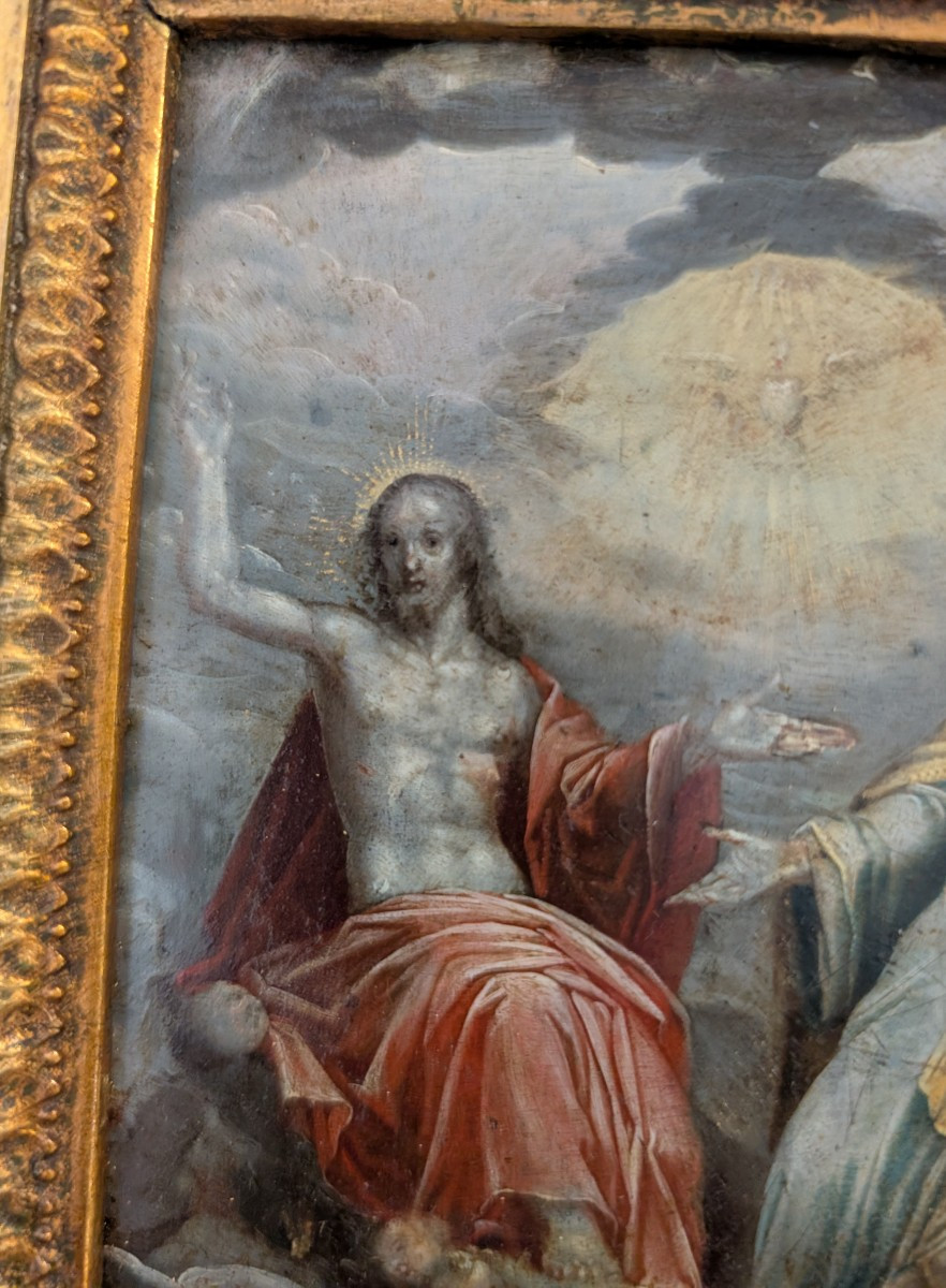 La Sainte Trinité – Huile sur cuivre, Italie du Nord, seconde moitié du XVIIIe siècle-photo-4