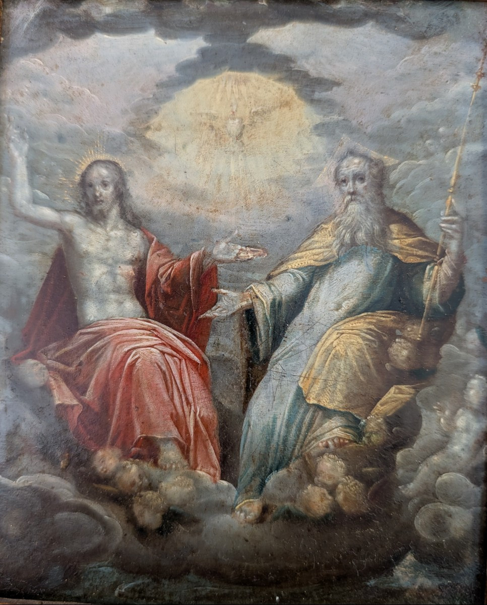 La Sainte Trinité – Huile sur cuivre, Italie du Nord, seconde moitié du XVIIIe siècle